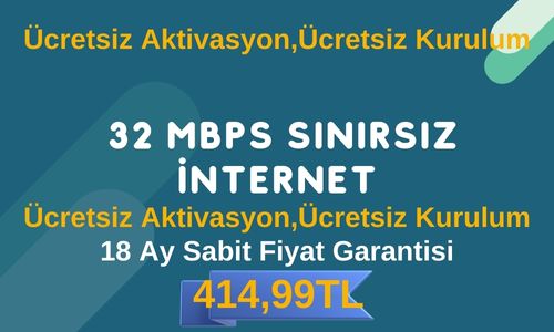 Göknet 32 Mbps’ye kadar Full Sınırsız İnternet Aylık 414,99 TL
