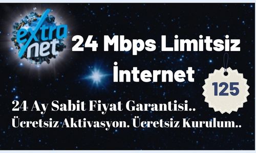 Extranet 24 Mbps Limitsiz Kotasız Telefonsuz İnternet 125 TL
